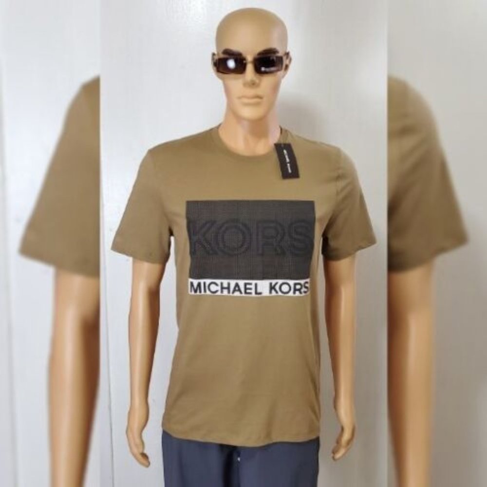 MICHAEL KORS AUTHENTIC TSHIRT MEN'S SHORT SLEEVE CREW NECK SIZE S SQUARE 3D LOGO